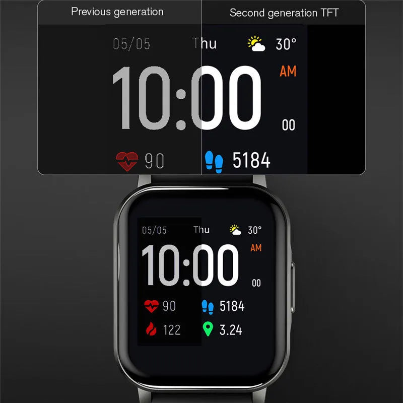 Black waterproof smart bracelet with a 1.4 inch screen on a silicone wrist strap.
