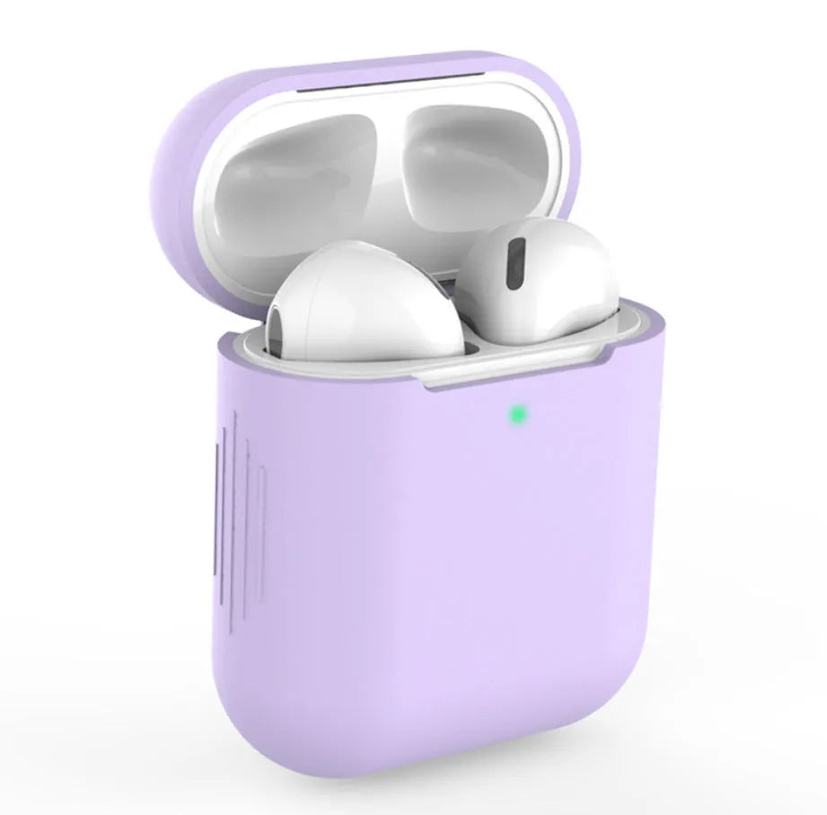 Silicone protective cover case for Apple AirPods in various colours with anti-drop design