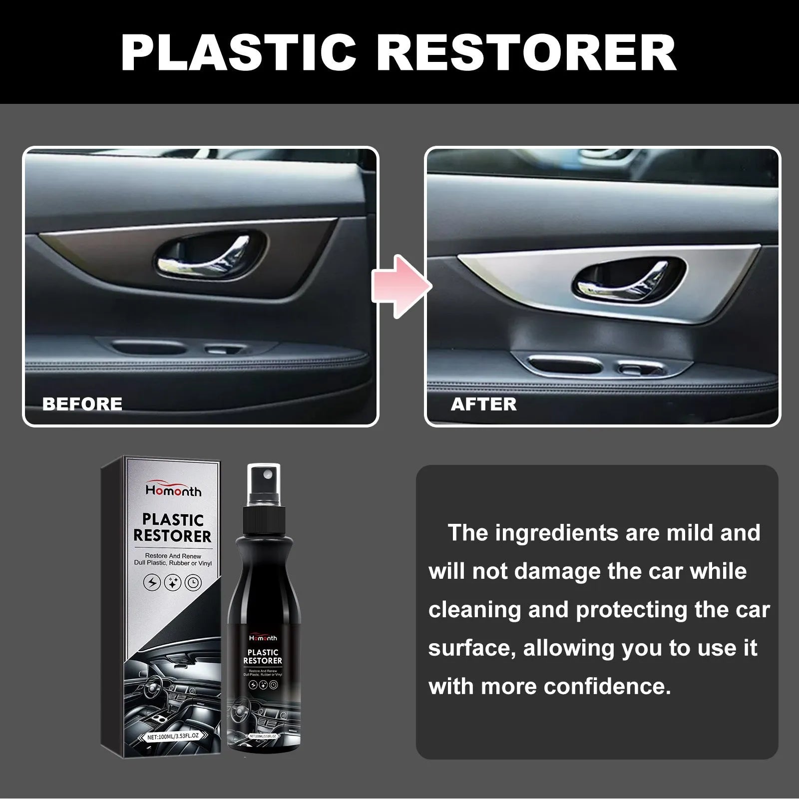 100ml car plastic renovation agent with sponge and cloth for interior trim restoration