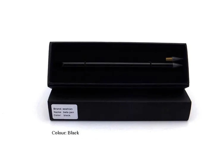 Inkless metal pen with special alloy nib in presentation box with spare nib and carry bag accessories