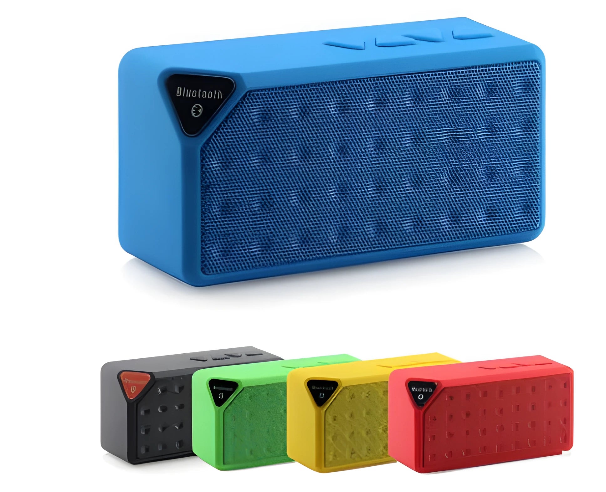 Cannon X3 small cube-shaped wireless Bluetooth speaker in black, blue, green, red, or yellow colour.