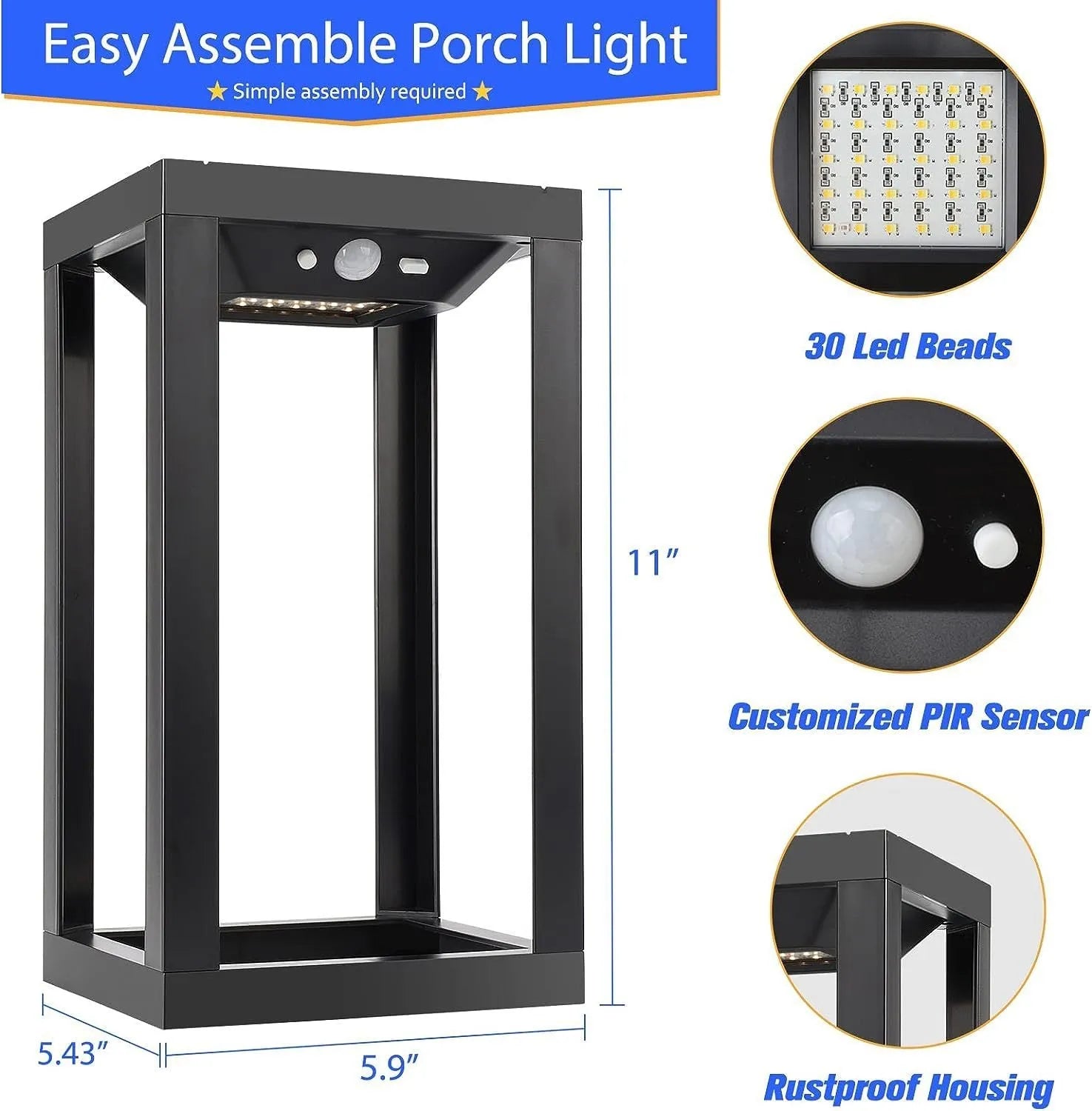 Chinese style solar-powered outdoor wall lamp with plastic housing for garden courtyard lighting