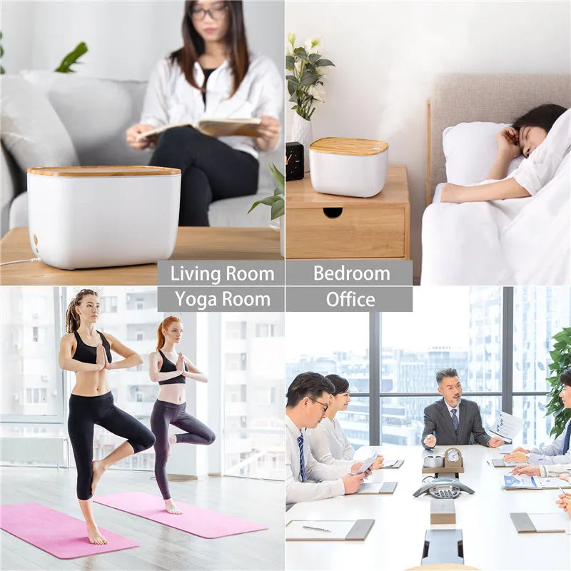 GX-22K household aromatherapy humidifier with night light on wooden surface