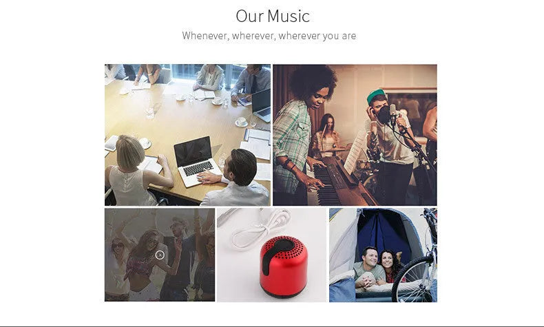 Hieha XQ11 mini cylinder Bluetooth speaker in black, gold, pink, red, or silver colour.