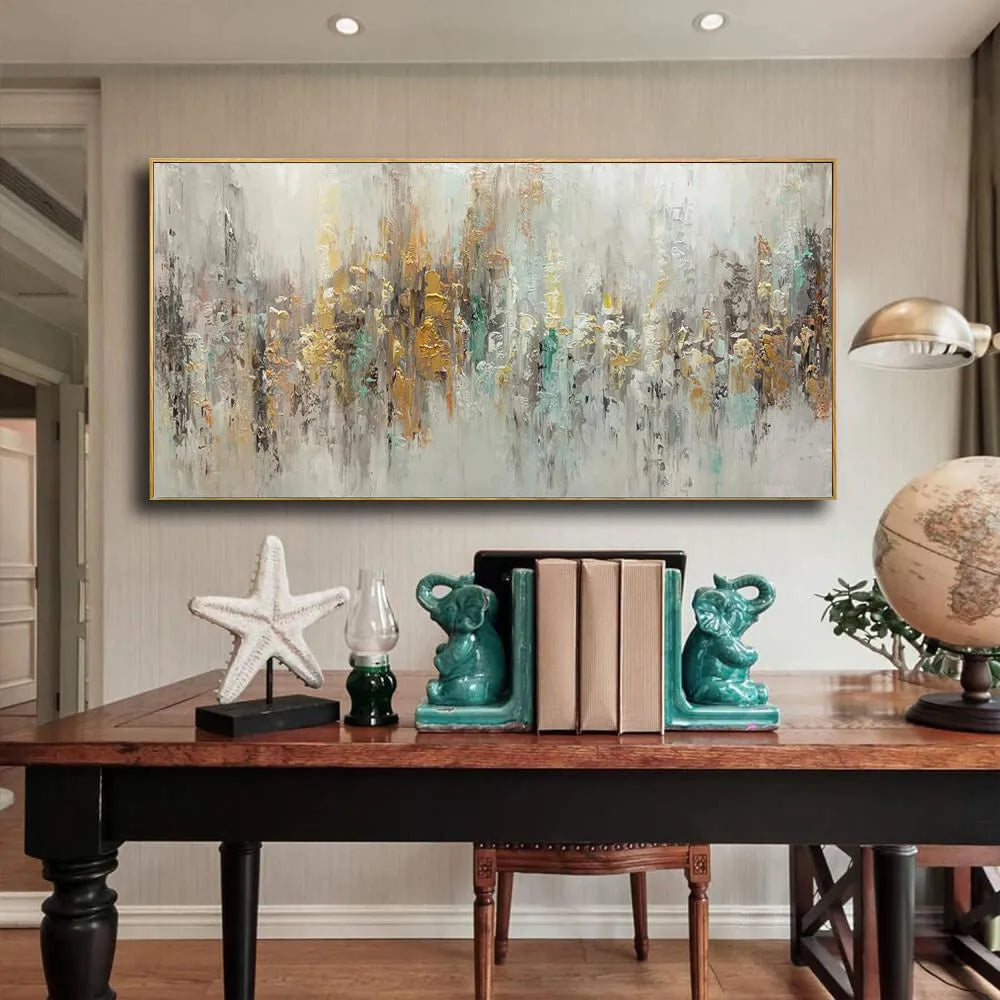 Handmade abstract oil painting on canvas horizontal modern wall art for living room unframed