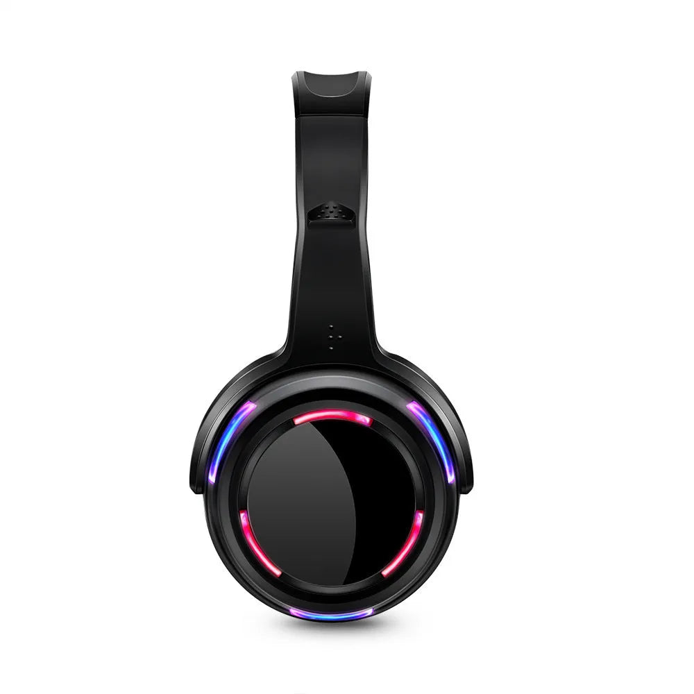 Black silent disco headphones with headband design and 40mm drivers for wireless party events