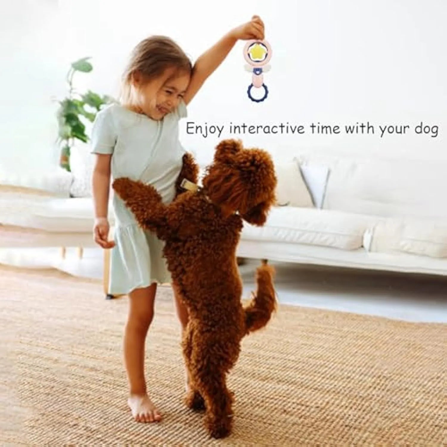 Pink interactive dog toy set for large breeds with squeaky and dental toys on a light background