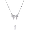 Women's 925 silver butterfly heart clavicle necklace with adjustable 40-45cm O-ring chain