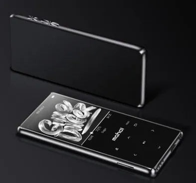 Portable MP3 player with 2.4 inch touchscreen displaying music interface in black colour option