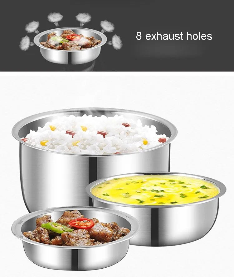 Electric lunch box with USB port and 190mm cubic dimensions showing two capacity options