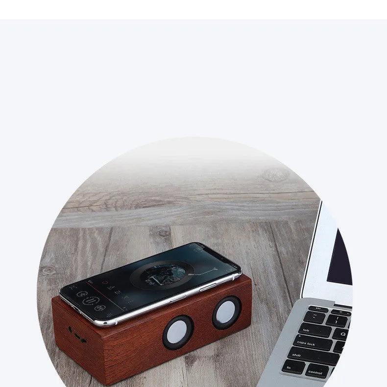 Wooden cabinet Bluetooth speaker with retro design in choice of bamboo, walnut, or sapele finishes