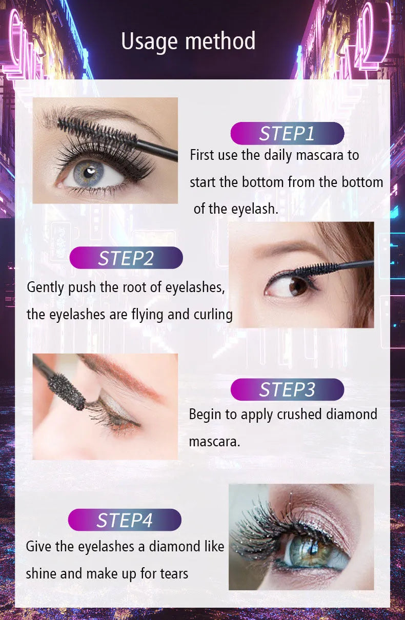 Black Eye Mask Crushing Drill Mascara 13ml in silver tube with waterproof sweatproof natural thick curly lash effect