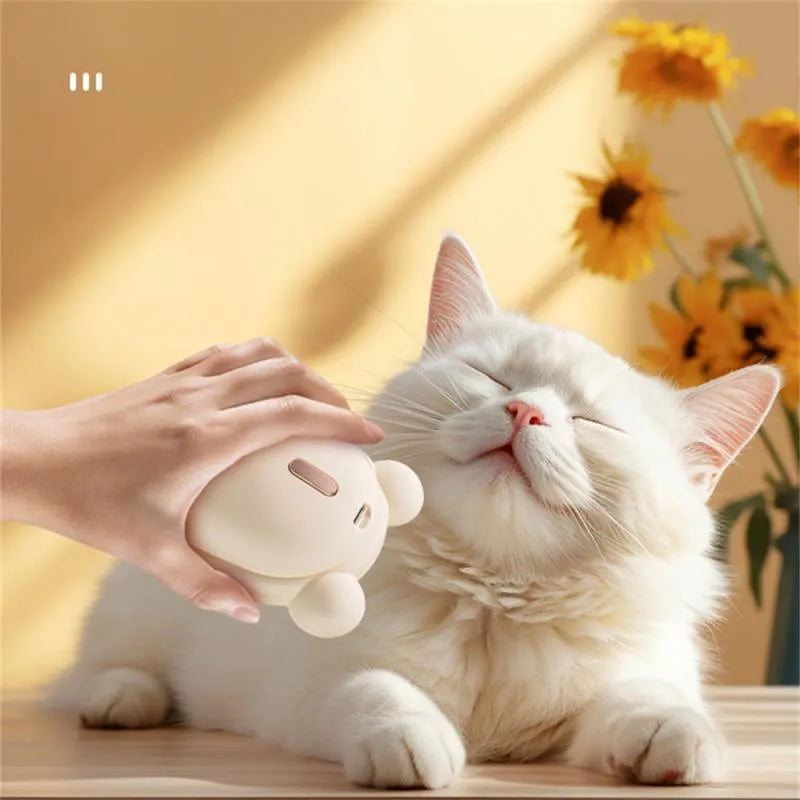 Pink rechargeable pet grooming brush with water spray function and removable silicone combs