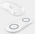 Black and white dual wireless charging pad for two phones with Qi fast charging compatibility