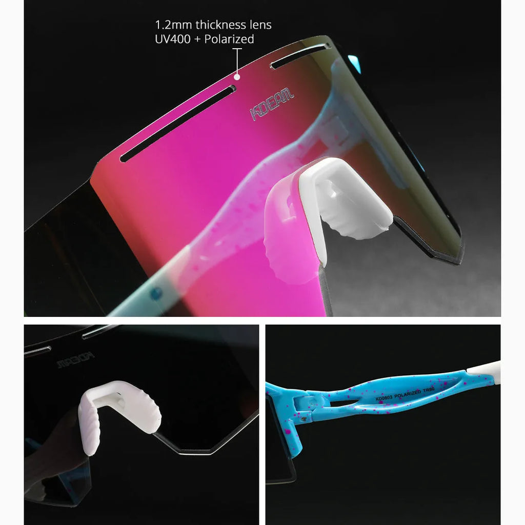 Ultralight TR90 polarized cycling sunglasses frameless sport glasses in a dazzling colour