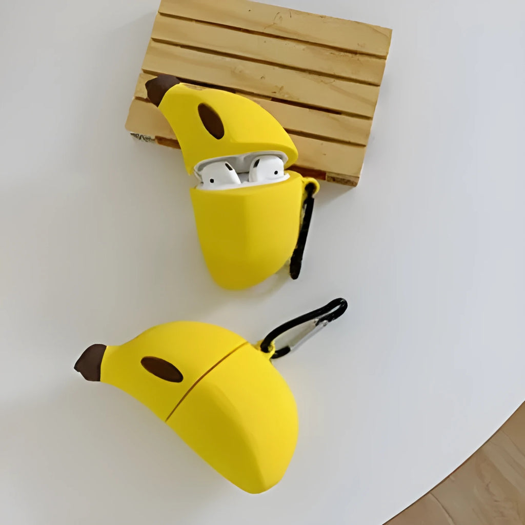 Banana yellow silicone protective cover for compatible Apple AirPods Pro wireless earphones