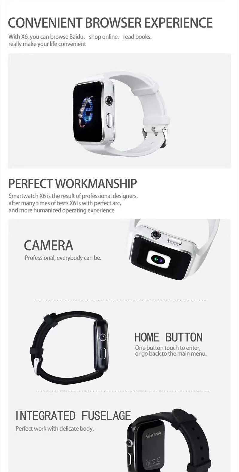 Black smart watch with 1.54-inch touchscreen on a silicone strap showing a customisable watch face.