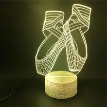 3D ballet shoe night light with colourful LED illumination and remote control