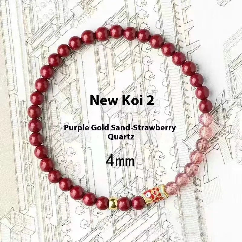 Koi purple cinnabar lucky beads peach blossom strawberry quartz bracelet for women retro style drip oil treatment