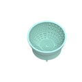 Cyan silicone pet bowl with textured slow feeder pattern and a suction cup base