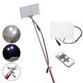 White LED fishing rod light with remote control on telescopic fishing rod