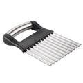 Stainless steel potato wave knife for making crinkle-cut chips, 14 by 9 centimetres