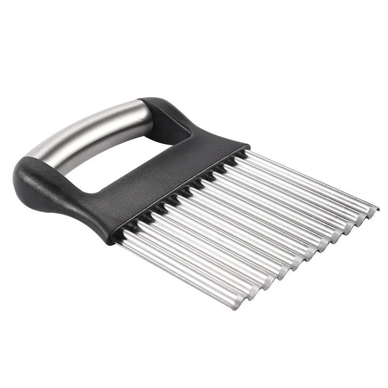 Stainless steel potato wave knife for making crinkle-cut chips, 14 by 9 centimetres