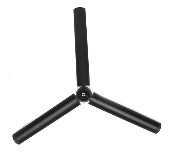 Black aluminium mobile phone tripod with stabiliser compatible with iPhone smartphones