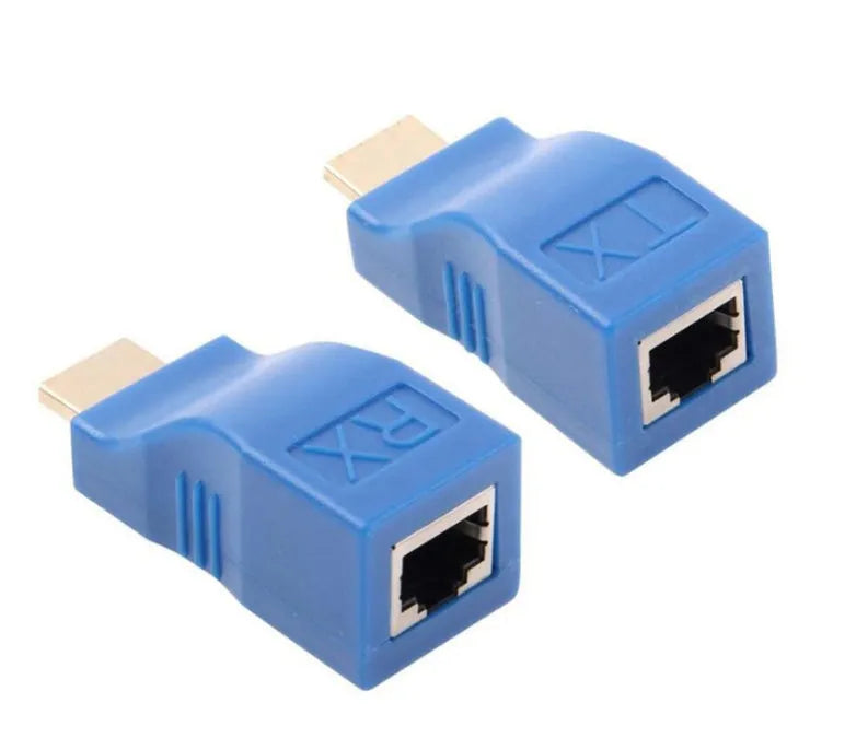 HDMI extender transmitter and receiver pair with CAT-5e/6 cable connection for 30 metre 1080P extension
