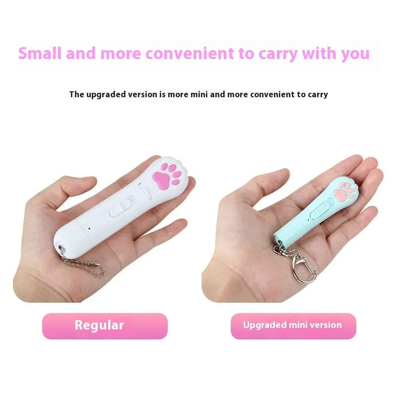 Infrared mini cat footprints charging toy with moonlight lamp in pink, blue, purple, and white options