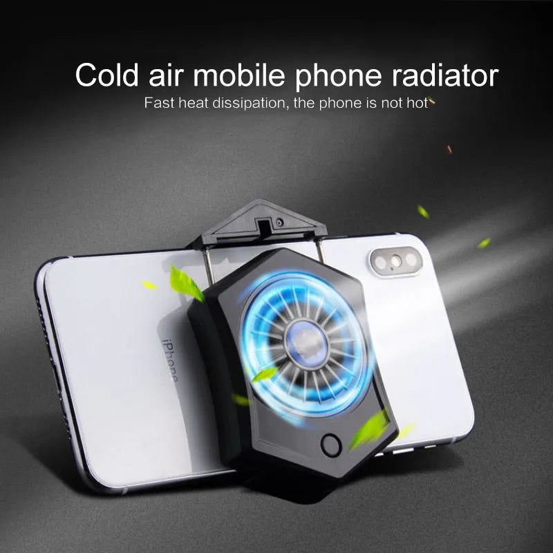 USB mobile phone cooling radiator with aluminium fan and RGB lighting in black and white colour options