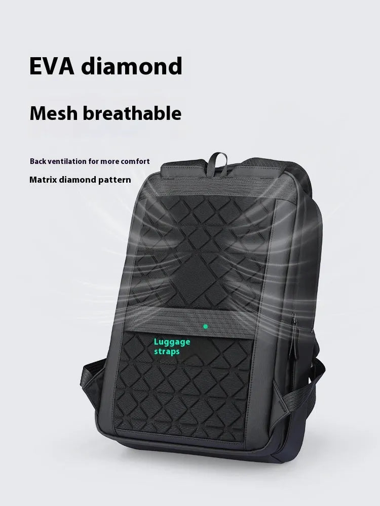 Graphite grey USB business backpack with oxford cloth construction and under 20 litre capacity