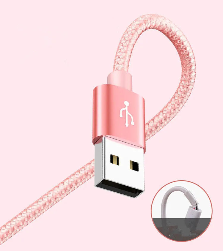 Three-in-one mobile phone charging cable with Micro USB connector showing three branch ends