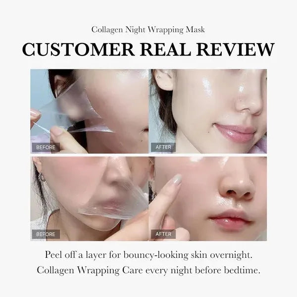 75ml bottle of collagen overnight face mask with application brush for firming and hydrating skin care