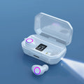 Wireless Bluetooth headset with HD LED digital power display on charging cabin, black colour, earplug style
