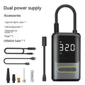 Handheld wireless digital tyre inflator with display showing pressure reading