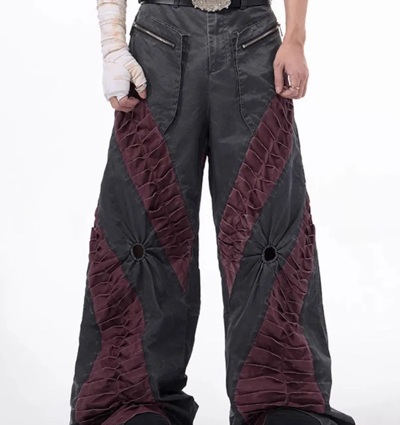 Retro three-dimensional keel casual pants in solid colour rayon fabric for men summer sports