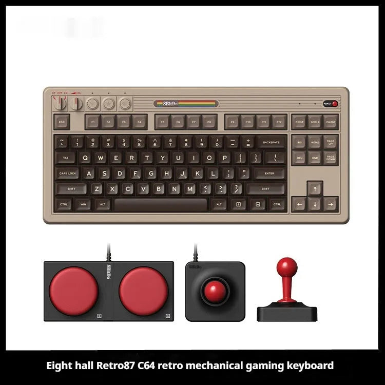 Retro87 wireless mechanical keyboard with C64 styling, incense-inserted ABS finish, and rocker control
