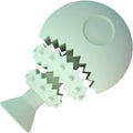 Blue fish bone shaped dog chew toy with treat hole, measuring 12x8x4cm