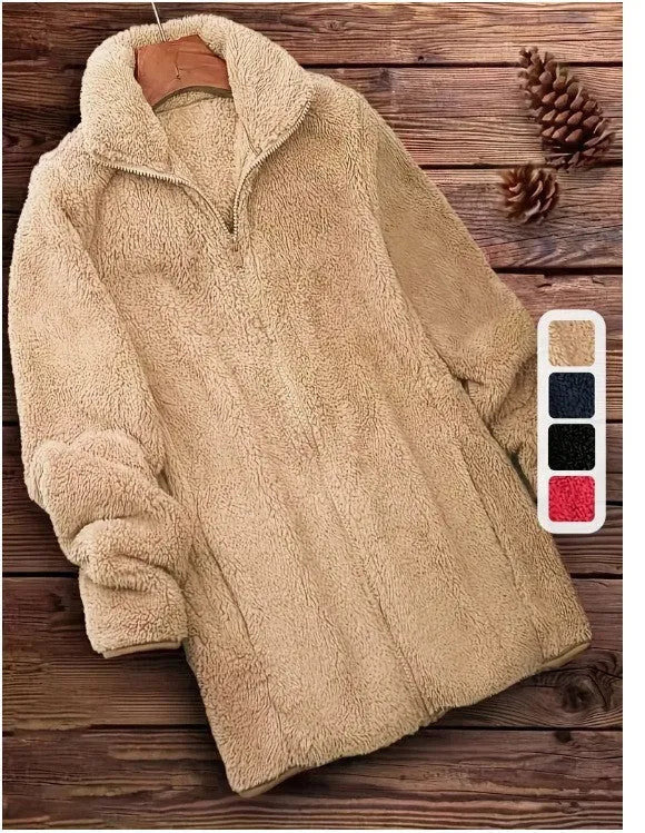 Double-sided velvet fleece jacket in black, navy, or khaki with Asian sizing
