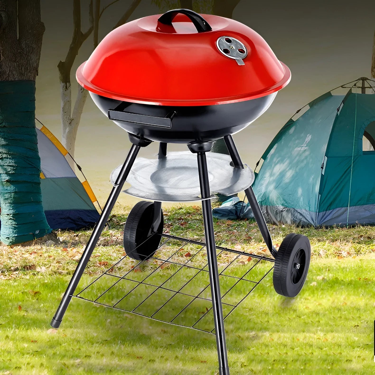 Portable 14-inch iron apple stove barbecue oven with grill for outdoor cooking