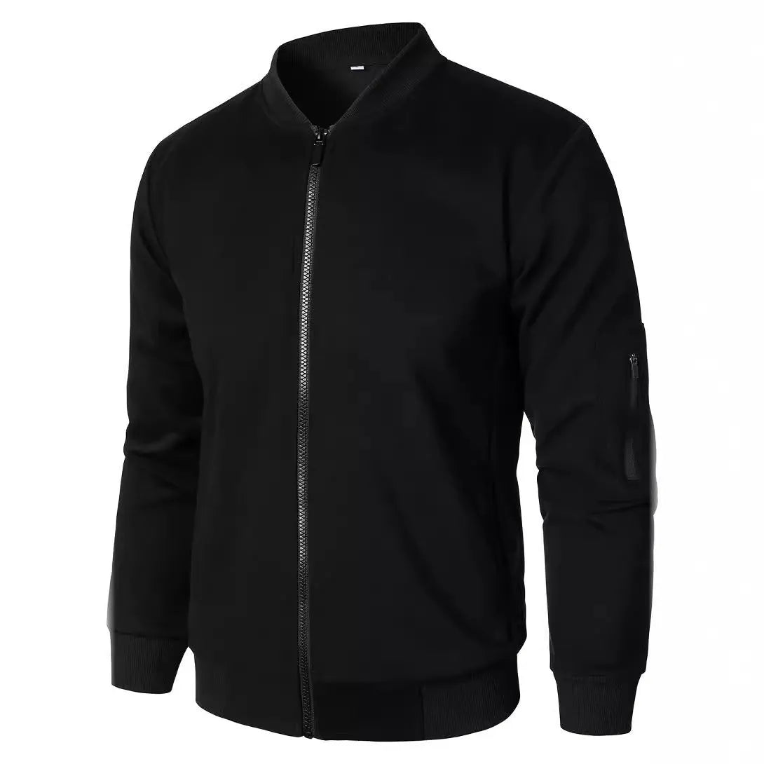 Men's cotton knitted jacket loose fit business casual style in black blue grey colours
