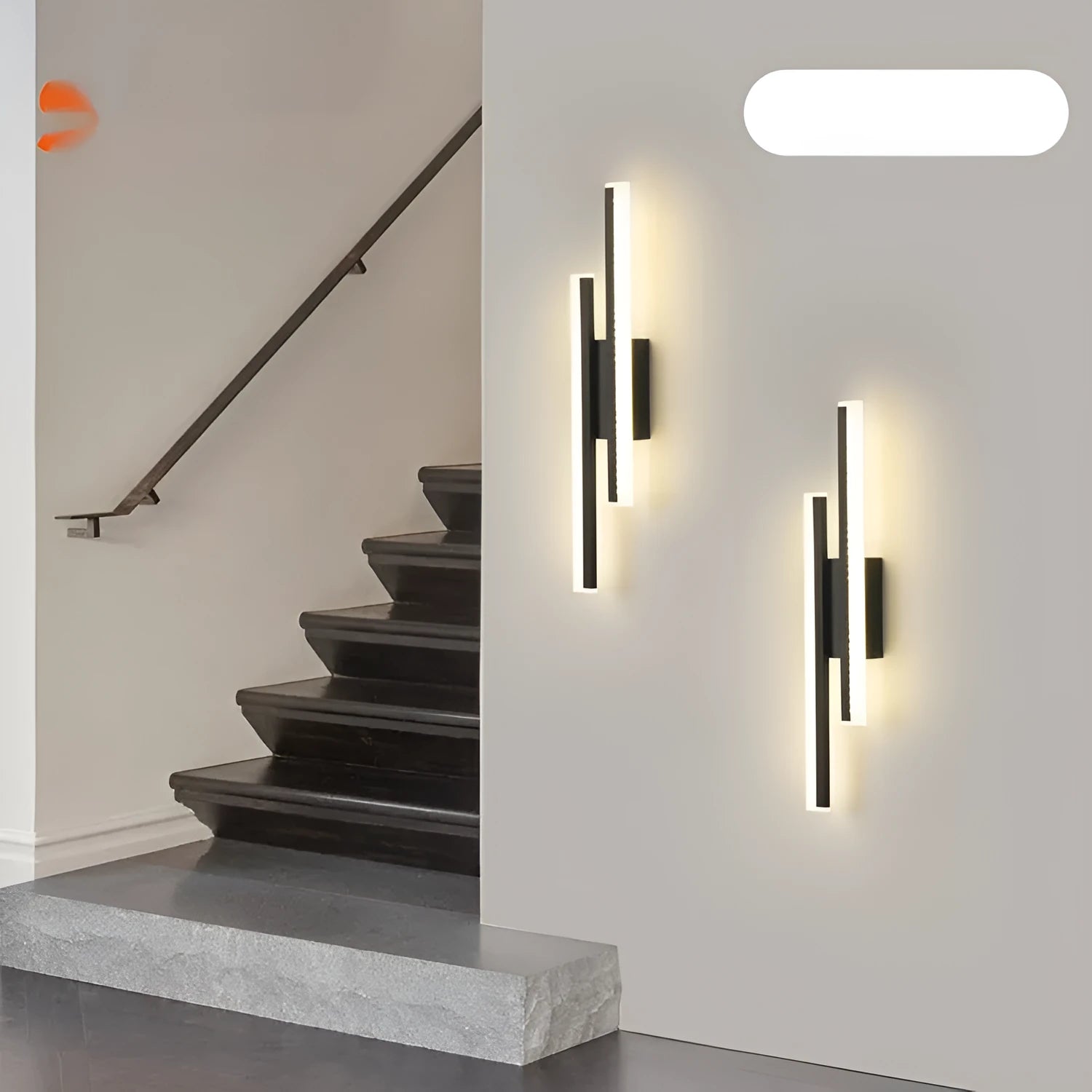 Gold double line wall lamp measuring 500mm with modern design for staircase and corridor lighting