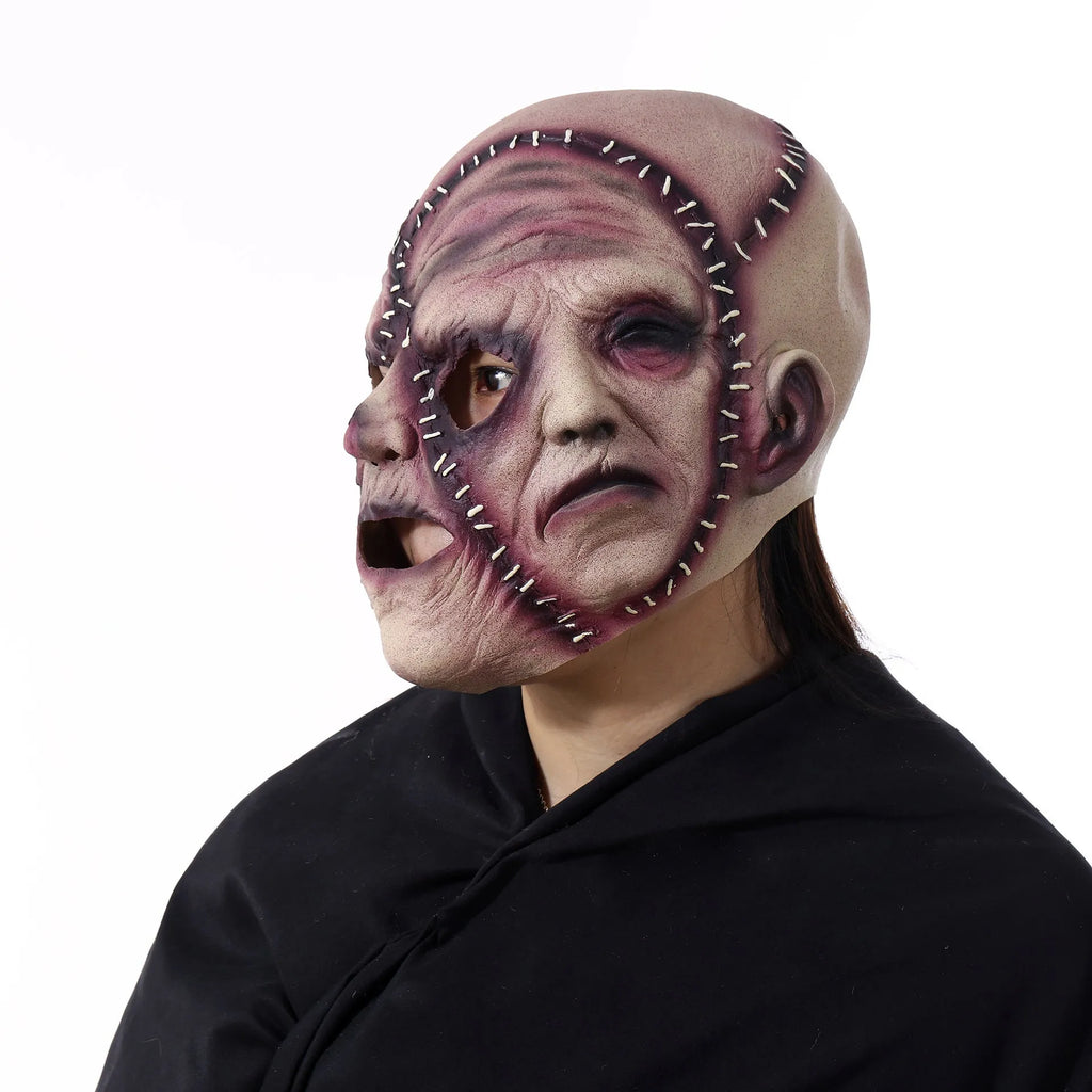 Halloween three-sided grimace horror mask made of natural latex for adults