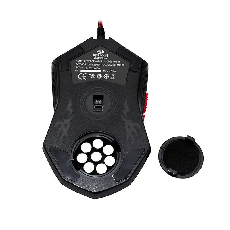 USB wired optical mouse black red with ergonomic design and 6 buttons for desktop computers