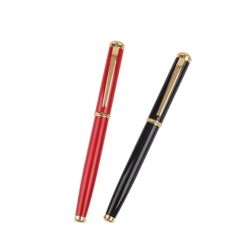 Red and black metal fountain pen with 0.5mm fine nib for business and gift use.