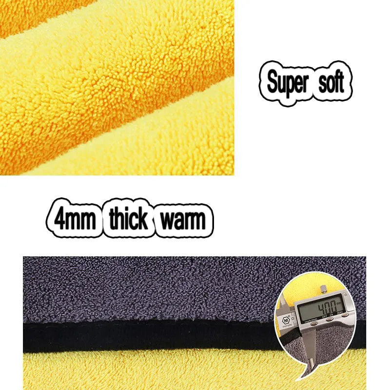 Yellow double-sided absorbent towel for pets with strong water absorption, 30x60cm size