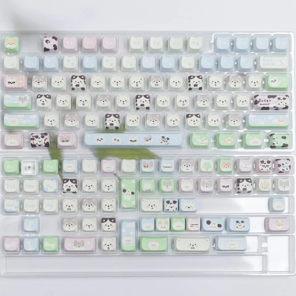 Full set of cute puppy PBT sublimation key caps for universal keyboards, 1.5 line length, 26 unit size