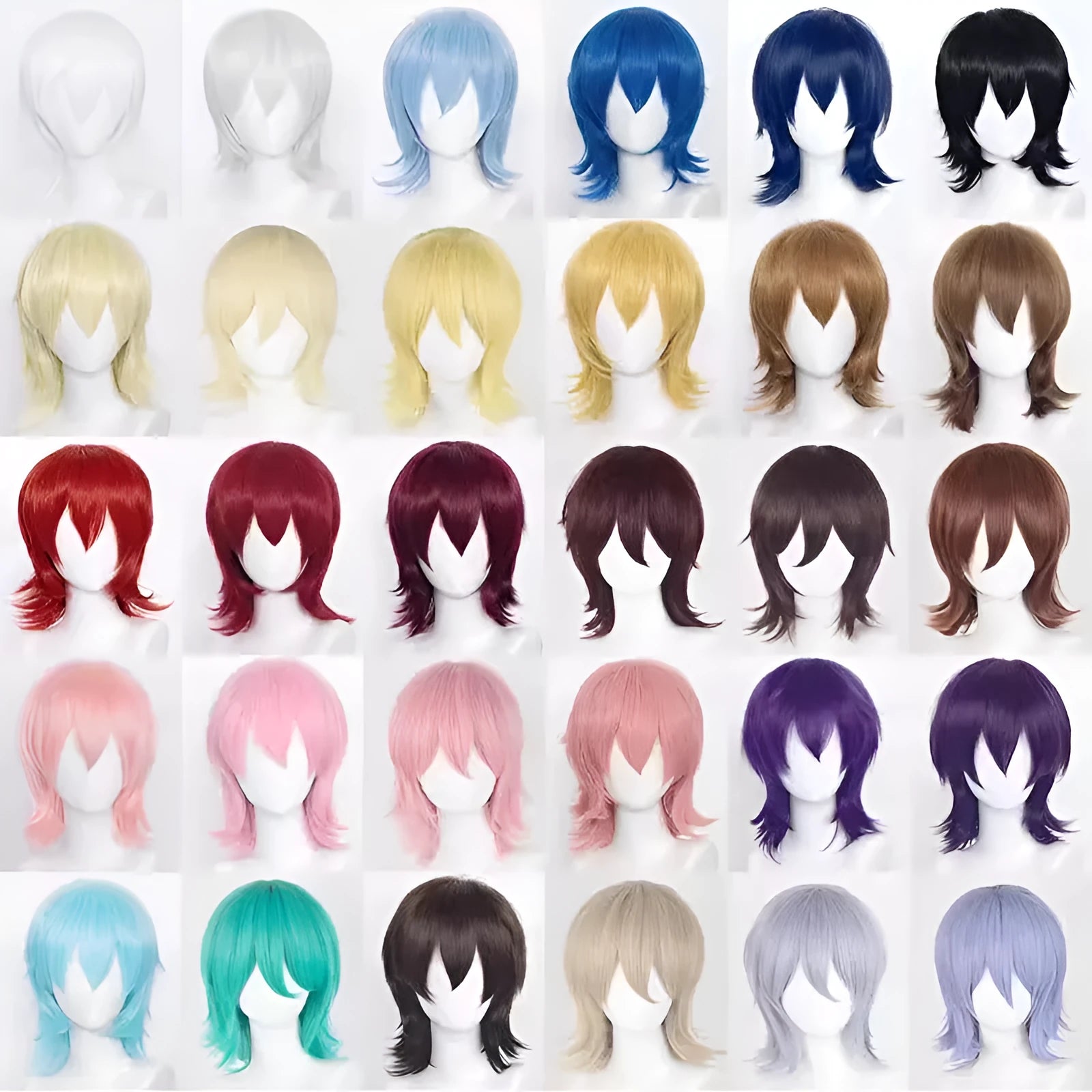 Universal cosplay wig short hair lengthened tail anti-curling for men high temperature fibre