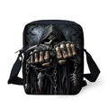 Skull print children's messenger bag in medium size with double adjustable straps.